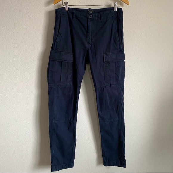 J.CREW Cargo Pants Men's Navy Blue Work Utility Tapered Leg Trousers Sz 32 / 34 - Picture 1 of 12